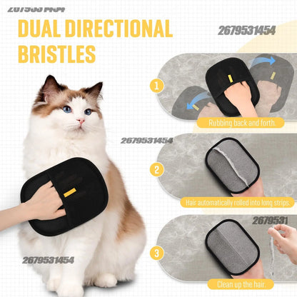 2 in 1 Pet Hair Removal Mitts for Cats Dogs Static Brush Pet Hair Remover Brush Removing Dog Cat Hair from Sofa Carpet Supplies