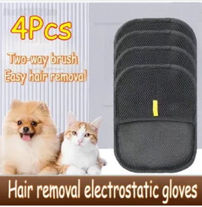 2 in 1 Pet Hair Removal Mitts for Cats Dogs Static Brush Pet Hair Remover Brush Removing Dog Cat Hair from Sofa Carpet Supplies
