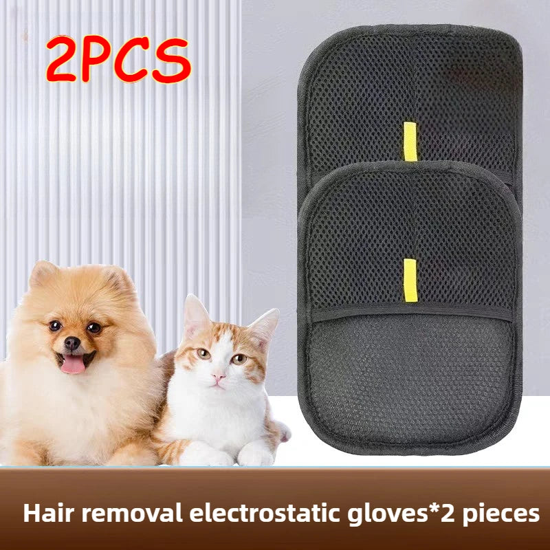 2 in 1 Pet Hair Removal Mitts for Cats Dogs Static Brush Pet Hair Remover Brush Removing Dog Cat Hair from Sofa Carpet Supplies